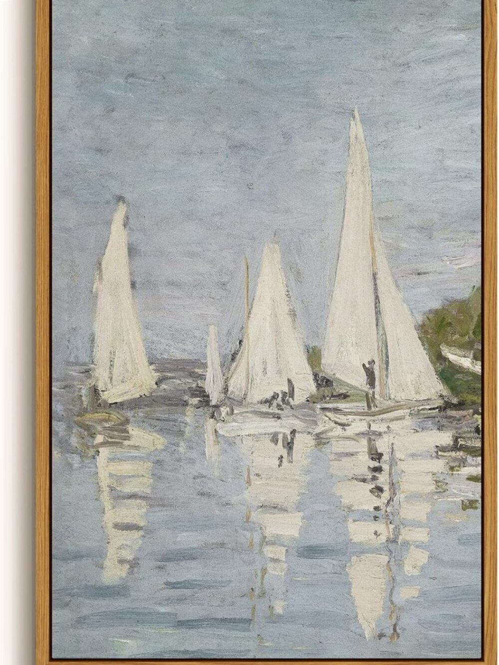 Vintage Framed Canvas Wall Art, 16x24" Nautical Sailboat Decor for Home